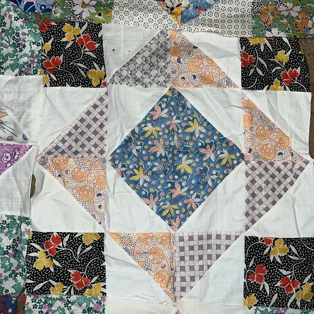 Lot 9 Antique handmade quilt blocks squares 15”